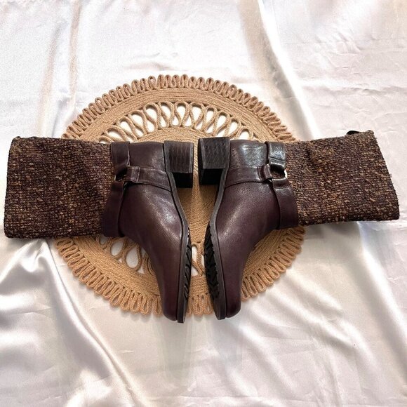 Stuart Weitzman Women's Slip On Tweed Brown Boucle Mid Calf Boots Size 8 - Picture 3 of 11